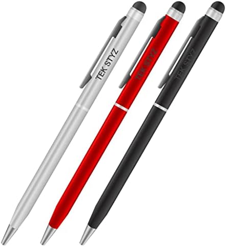 Pro Stylus Pen עבור Samsung I8580 עם דיו, דיוק גבוה, צורה רגישה במיוחד וקומפקטית למסכי מגע [3 חבילה-שחור-אדום-סילבר]